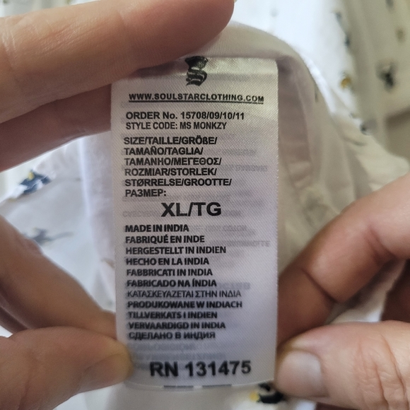 SOULSTAR Monkey and Banana Short Sleeve Button-up Shirt XL Slim Fit Cotton - Picture 6 of 9